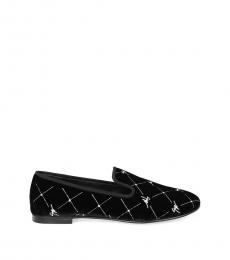 Giuseppe Zanotti Black Logo Embroidered Loafers