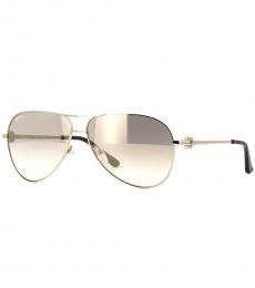 Salvatore Ferragamo Shiny Gold Aviator Sunglasses