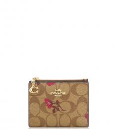 Coach Khaki Berry Victorian Floral Snap Wallet