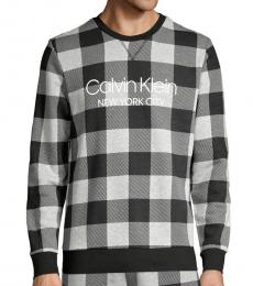 Calvin Klein Black Grey Plaid Stretch Sweatshirt