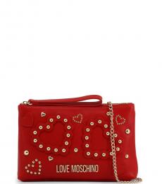 Love Moschino Red Studded Heart Small Crossbody