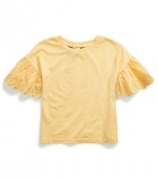 Ralph Lauren Little Girls Empire Yellow Eyelet Top