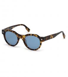 Ermenegildo Zegna Dark Havana-Blue Mirror Sunglasses