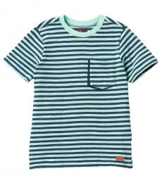 7 For All Mankind Boys Green Blue Knit Short Sleeve T-Shirt