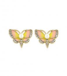 Betsey Johnson Pink Butterfly Pearl Stud Earrings
