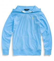 Ralph Lauren Girls Harbor Island Blue Stretch Jersey Hoodie