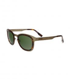 Ermenegildo Zegna Distressed Havana Rectangle Sunglasses