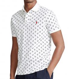 Ralph Lauren White Anchor Print Classic-Fit Polo