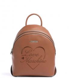 Love Moschino Brown Embroided Small Backpack