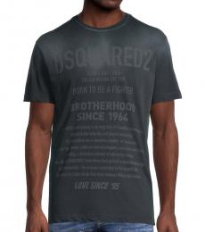 Dark Grey Cool-Fit Logo Distressed T-Shirt
