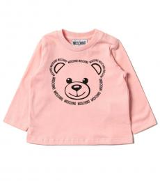 Little Girls Pink Teddy Logo Sweater