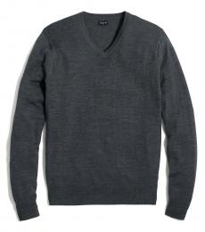 Dark Grey merino wool-blend V-neck sweater