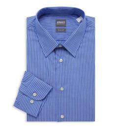 Armani Collezioni Blue Slim-Fit Pinstripe Dress Shirt