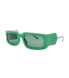 Philipp Plein Green Rectangular Sunglasses