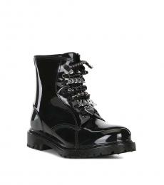 Karl Lagerfeld Black Embellished Lace-Up Boots
