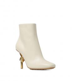 Bottega Veneta Off White Sculpted Heel Ankle Boots