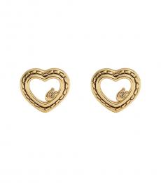 Coach Golden Stitched Hearts Stud Earrings 