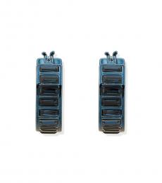 DKNY Dark Blue Stone Hoop Earrings