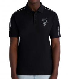 Karl Lagerfeld Black Printed Logo Polo