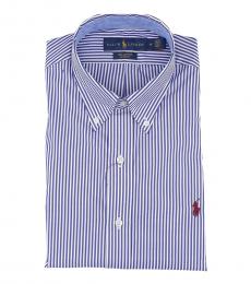 Ralph Lauren Blue White Button Down Classic Fit Shirt
