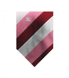 Burberry Red Well Tailored Stripes Silk Tie