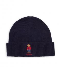 Ralph Lauren Hunter Navy Polo Pony Bear Beanie