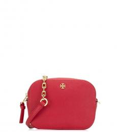 Tory Burch Poppy Orange Red Emerson Round Mini Crossbody