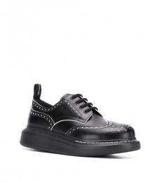 Alexander McQueen Black Leather Wingtip Lace Ups