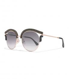 Jimmy Choo Brown-Gold Gradient Round Sunglasses
