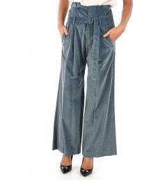 Brunello Cucinelli Blue Corduroy Wide Leg Pants