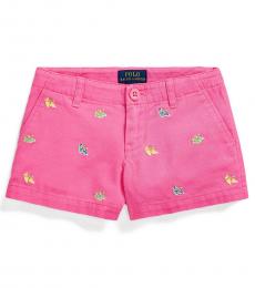 Ralph Lauren Little Girls Baja Pink Espadrille Chino Shorts