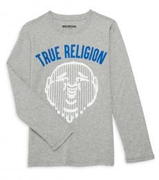 True Religion Little Boys Grey Heathered Graphic Logo T-Shirt