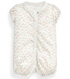 Ralph Lauren Baby Girls White Floral Bubble Shortall