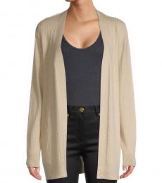 Calvin Klein Heather Latte Open-Front Cardigan