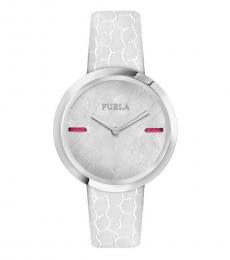 Furla White Textured Logo Watch