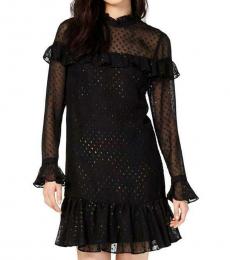 Betsey Johnson Black Multi Glitter Ruffled Party Mini Dress