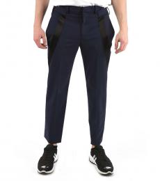Blue Slim Fit Belt Loops Trousers