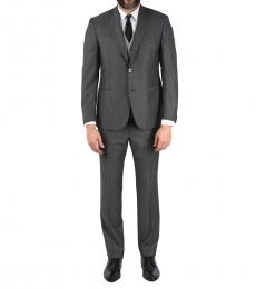 Dark Grey   Right Virgin Wool 3 Piece Waistcoat Suit