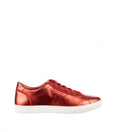 Metallic Red Low Top Sneakers