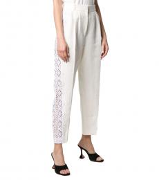 White Double Pleated Lace Pants