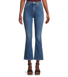 Blue High-Rise Cropped Slim-Fit Jeans