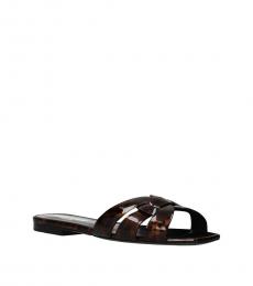 Brown Leopard Leather Flats