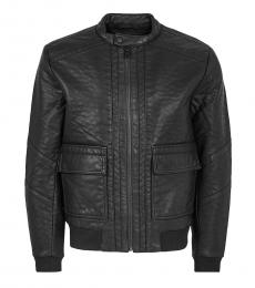 Calvin Klein Black Leather Look Logo Jacket