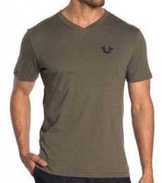 Olive V-Neck Horseshoe Logo T-Shirt
