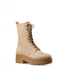 Michael Kors Camel Bryce Lug Sole Combat Boots