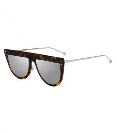 Fendi Dark Brown Tortoise Oval Sunglasses
