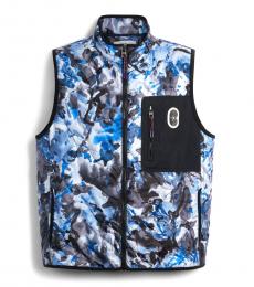 Blue Watercolor Camo Quilted Logo Vest