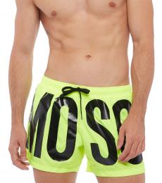 Moschino Neon Green Logo Swimwear Trunk