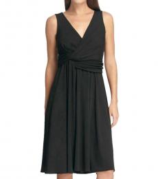 DKNY Black V-neck A-Line Dress 