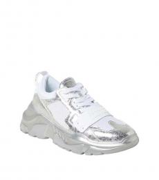 Versace Jeans Couture Silver Lace Up Sneakers